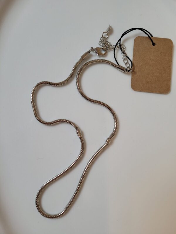 Plain Bar Snake Chain Silver Necklace