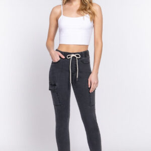 The Lucy Mae Cargo Denim Pants in Grey