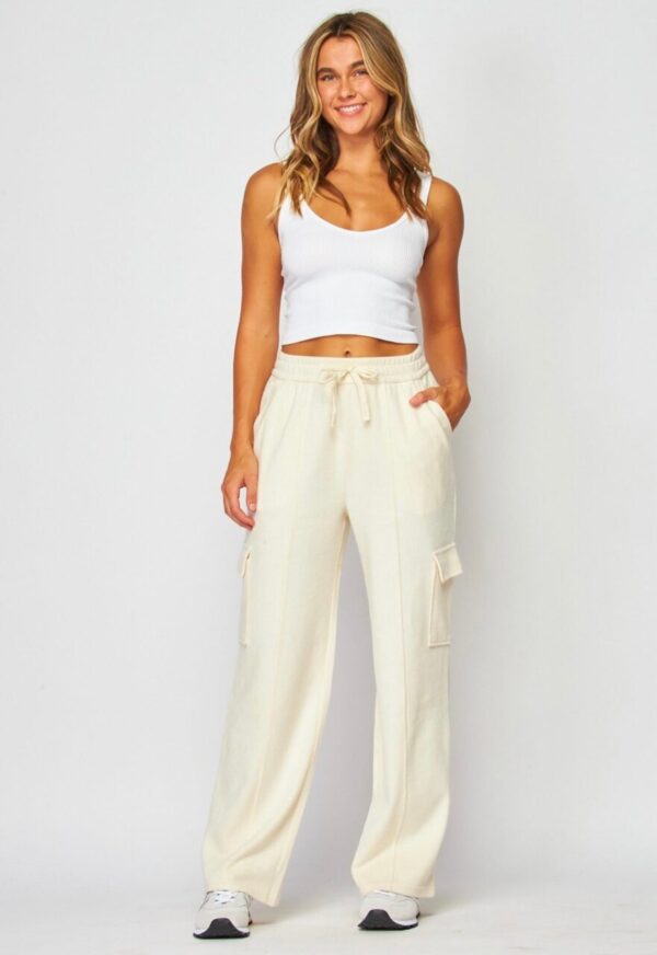 The Lucy Mae Cargo Sweatpants- Ivory