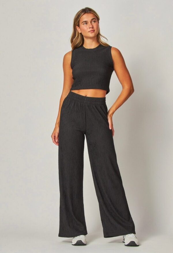 Jet Set Cropped Top Wide Leg 2 pc Set – Black