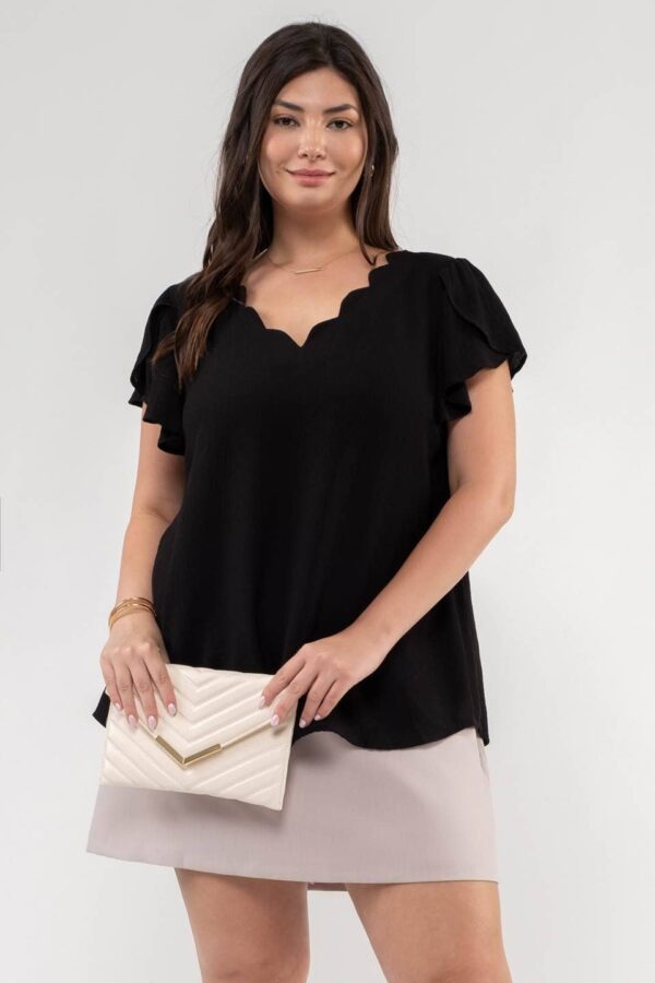 Riley’s Plus Scalloped Blouse