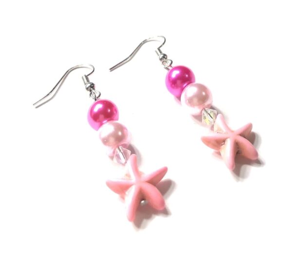 Handmade Pink Starfish Summer Earrings Women