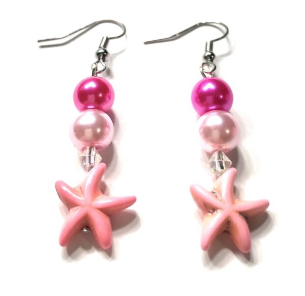 Handmade Pink Starfish Summer Earrings Women