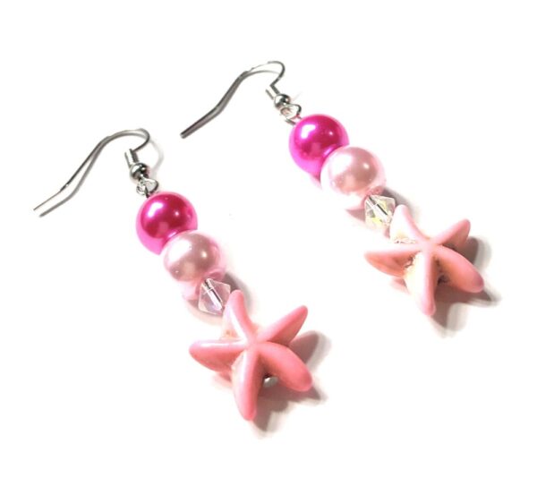 Handmade Pink Starfish Summer Earrings Women