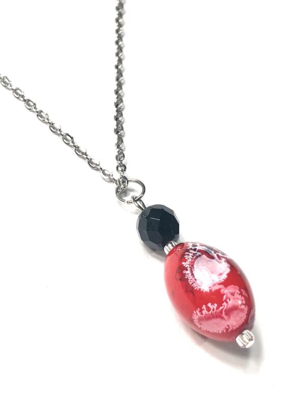 Handmade Red Black White Pendant Necklace Women Gift