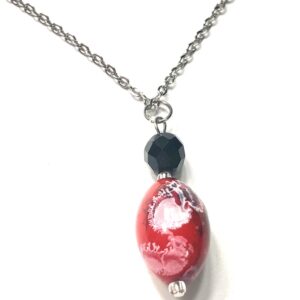Handmade Red Black White Pendant Necklace Women Gift