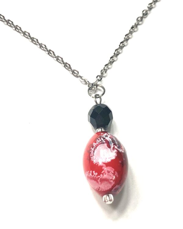 Handmade Red Black White Pendant Necklace Women Gift