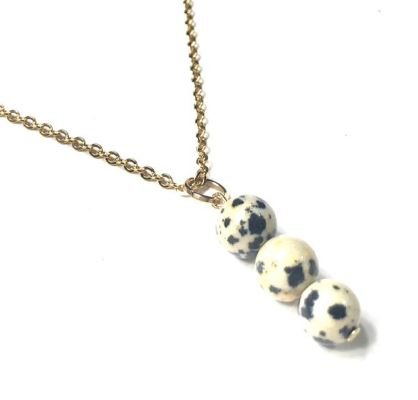 Handmade Dalmatian Jasper Black & Tan Pendant Necklace Women Gift Wedding