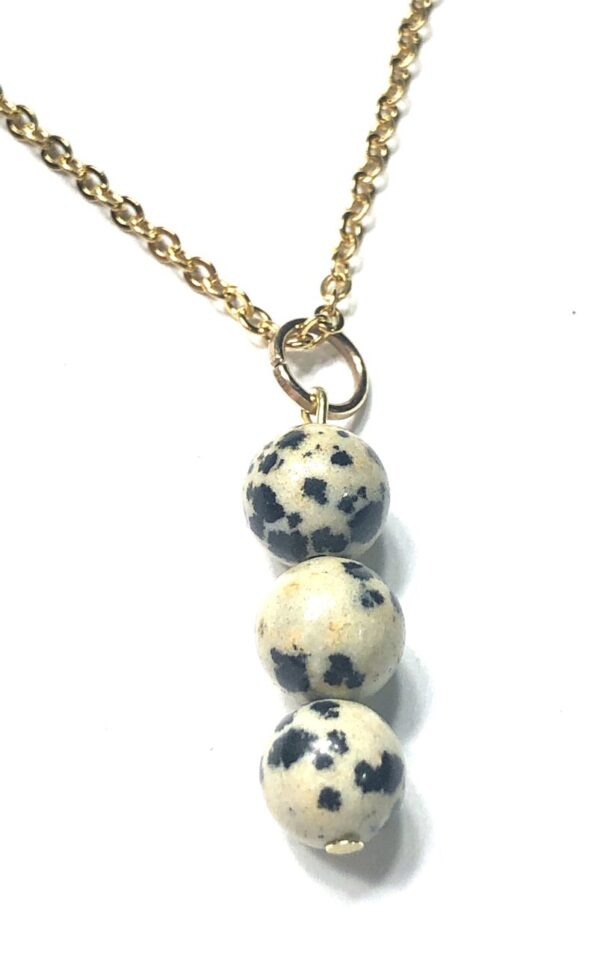 Handmade Dalmatian Jasper Black & Tan Pendant Necklace Women Gift Wedding