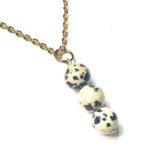 Handmade Dalmatian Jasper Black & Tan Pendant Necklace Women Gift Wedding