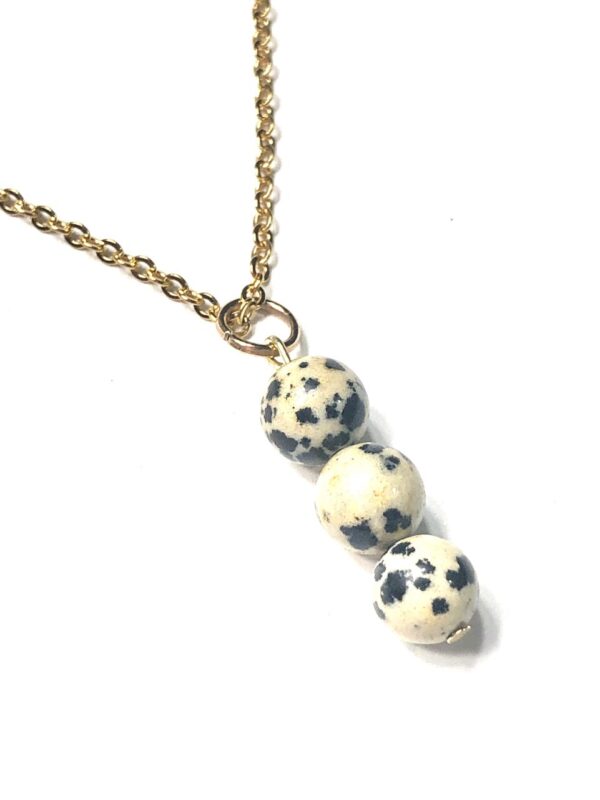 Handmade Dalmatian Jasper Black & Tan Pendant Necklace Women Gift Wedding