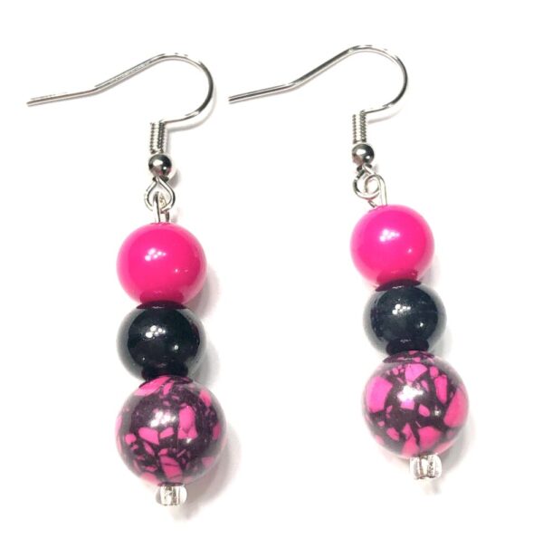 Handmade Pink Black Earrings Women Gift Anniversary Wedding