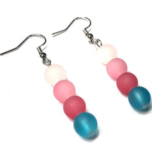 Handmade Pink & Turquoise Glass Earrings Women Gift