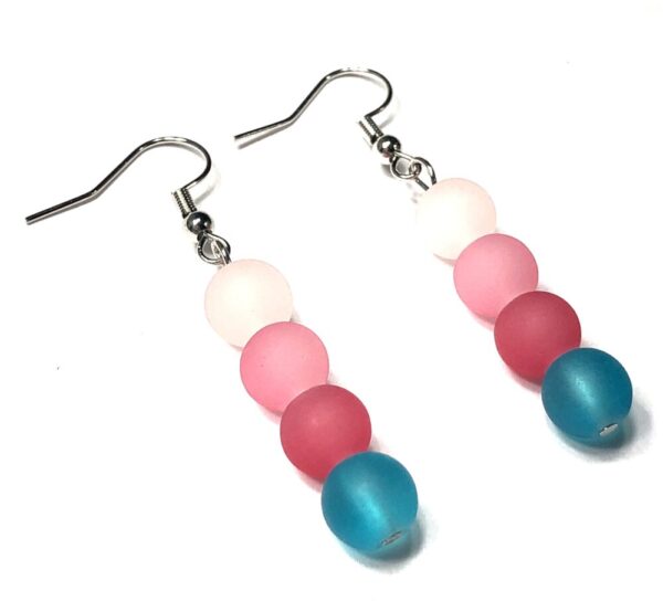 Handmade Pink & Turquoise Glass Earrings Women Gift