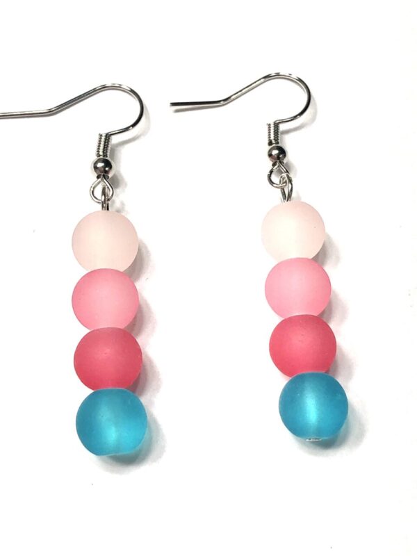 Handmade Pink & Turquoise Glass Earrings Women Gift