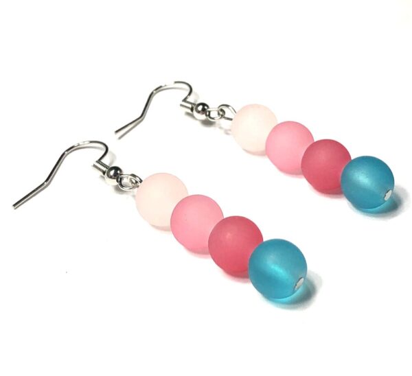 Handmade Pink & Turquoise Glass Earrings Women Gift