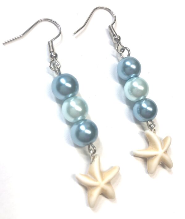 Handmade Blue & White Starfish Summer Earrings Women