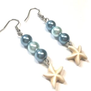 Handmade Blue & White Starfish Summer Earrings Women