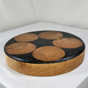 Charcuterie Board – Oak with Black Epoxy and Limb Cookies