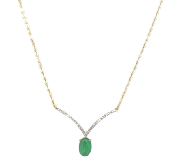 Emerald, Diamond, and gold 18” necklace