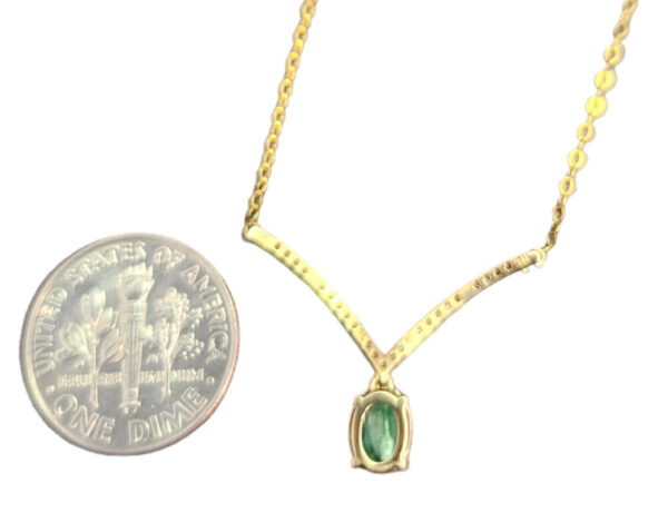 Emerald, Diamond, and gold 18” necklace