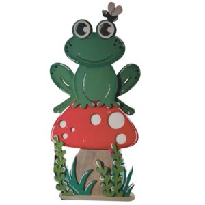 Frog on Mushroom Wooden Stander