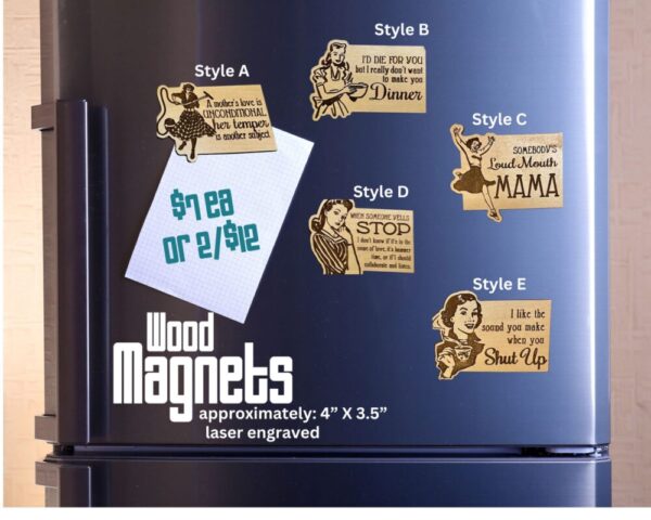 Snarky Wooden Magnets – laser engraved