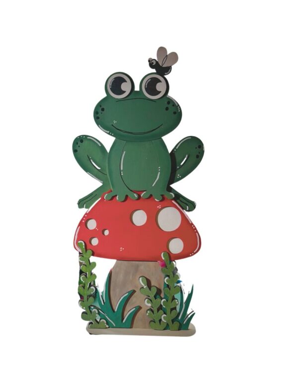 Frog on Mushroom Wooden Stander