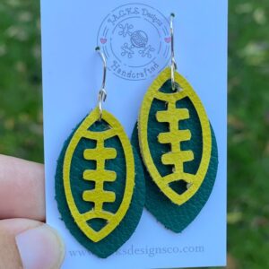 Yellow and Green Football, Yellow and gold football, Green Bay Earrings, Football Earrings, Football Fan, Sports Earrings, NFL Team Earrings