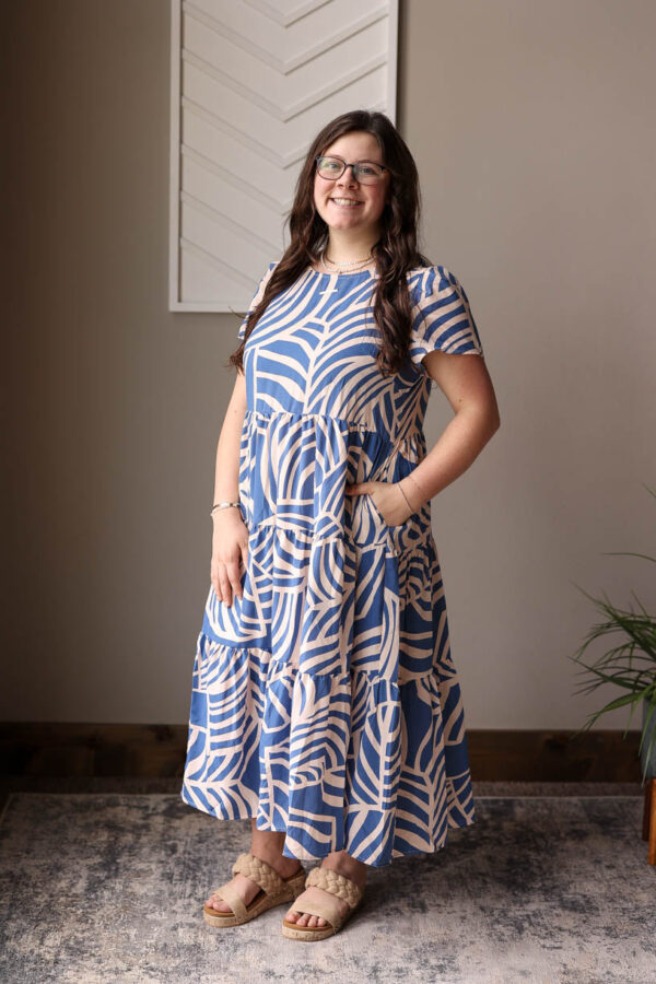 Blue Boho Tiered Maxi Dress