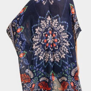Bohemian Print Cover Up Kimono – Navy