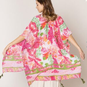 Floral Print Tassel Kimono – Fuschia