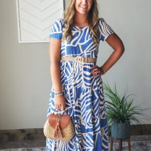 Blue Boho Tiered Maxi Dress