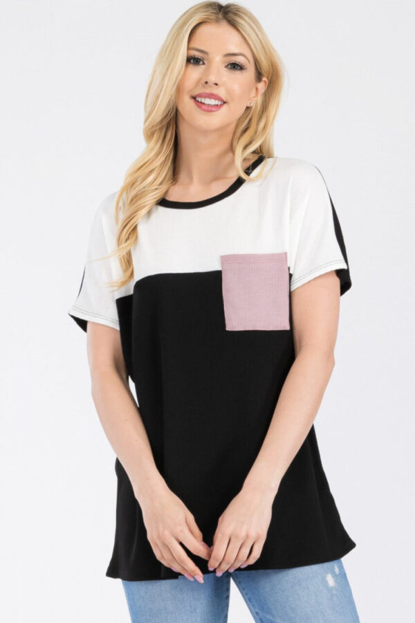 COLOR BLOCK TOP WITH DOLMAN SLEEVES