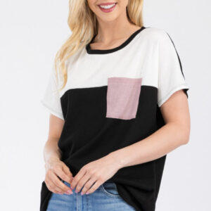 COLOR BLOCK TOP WITH DOLMAN SLEEVES