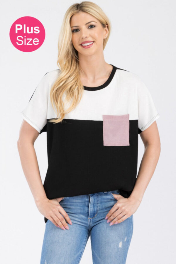 COLOR BLOCK TOP WITH DOLMAN SLEEVES