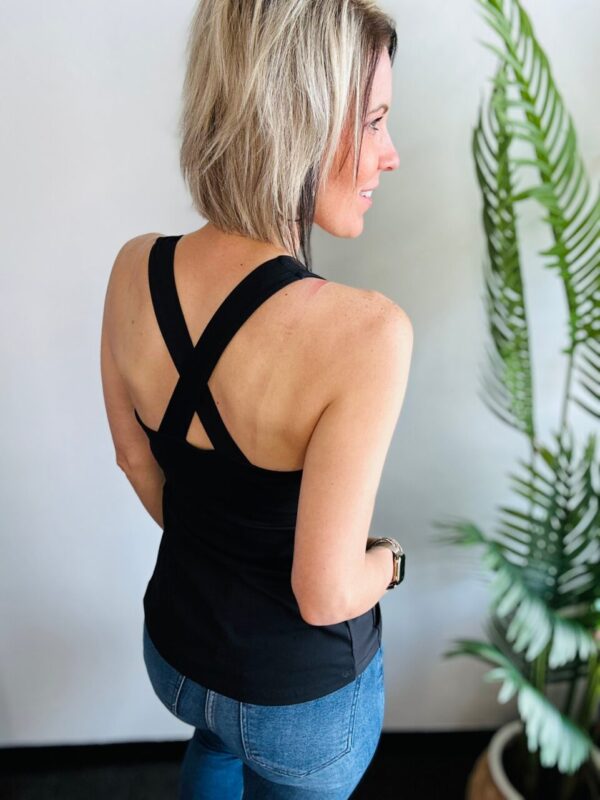 Cross Back Tank with Built in Bra 2 Colors