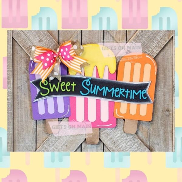 Sweet Summertime Popsicle Wooden Door Hanger