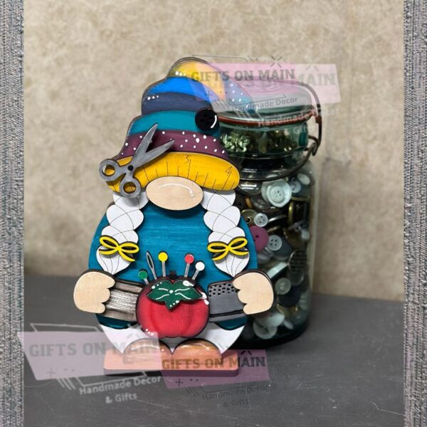 Quilting, Sewing Gnome Shelf / Desk Sitter, Tiered Tray