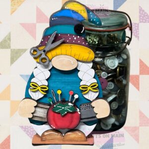 Quilting, Sewing Gnome Shelf / Desk Sitter, Tiered Tray