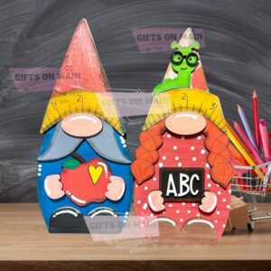 Mini Teacher Gnome, Boy, Girl, Shelf / Desk Sitter, Tiered Tray