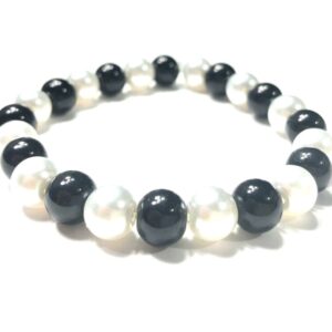 Handmade Black White Stretch Bracelet Women Gift