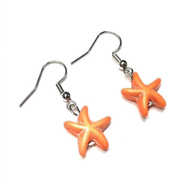 Handmade Orange Starfish Earrings Women Beach Summer Gift Party