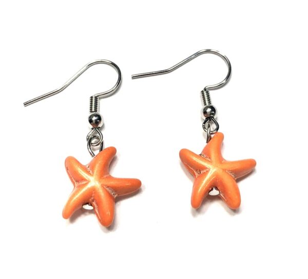 Handmade Orange Starfish Earrings Women Beach Summer Gift Party