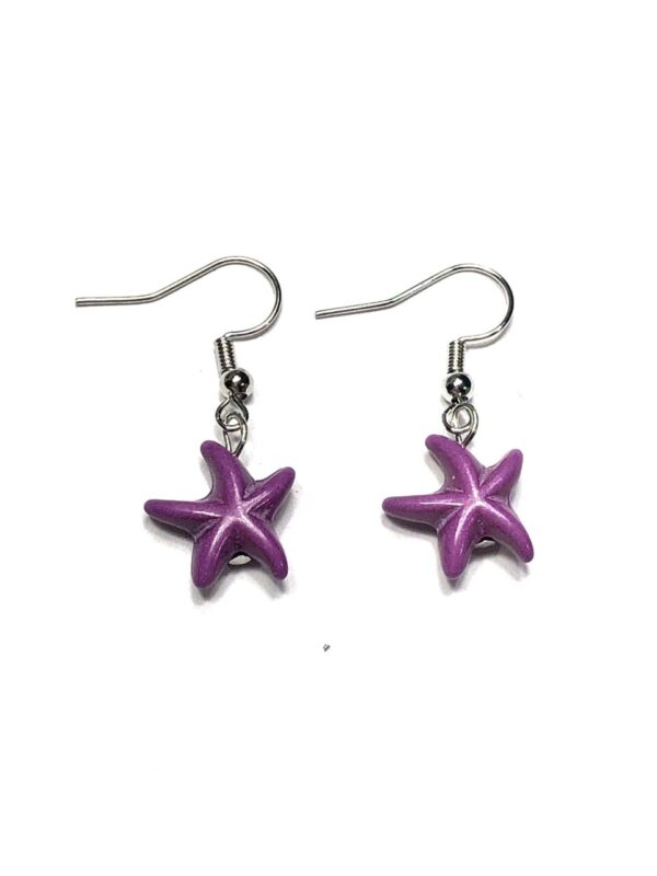 Handmade Purple Starfish Earrings Women Summer Beach Wedding