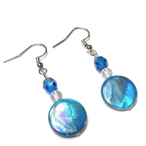 Handmade Blue Shell Earrings Women Beach Summer Gift