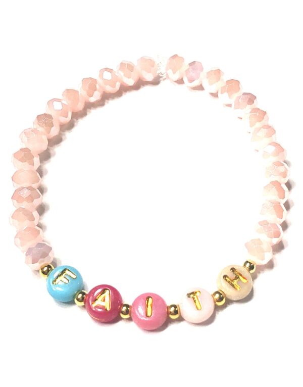 Handmade Light Pink Faith Stretch Bracelet Women Summer Gift