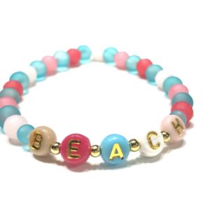 Handmade Beach Pink Turquoise Color Stretch Bracelet Women Summer Gift