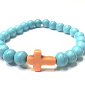 Handmade Blue Orange Cross Stretch Bracelet Women Gift