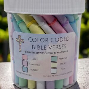 Color-Coded Bible Verses Affirmation Jar – 60 Scrolls in Pastel Colors, NIV Bible Verses for Every Occasion, Spirituality, Hope, Faith